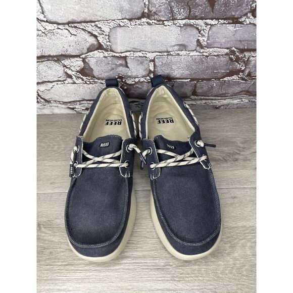 Reef Swellsole Pier Shoes Navy Blue Canvas Fabric Boat Shoes Men Sz 11M US/44EU - Picture 10 of 16